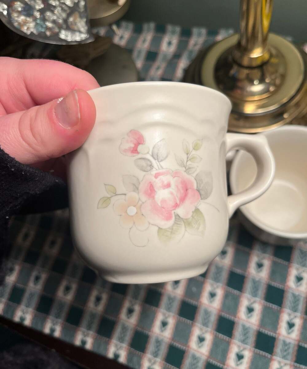 Set of 6 Pfaltzgraff Tea Rose Stoneware Coffee Mugs